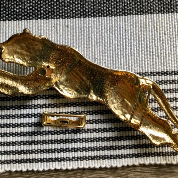 Rare Vintage Mimi Di N Mini Din Black Enamel Jaguar Lion Belt Buckle 8" - Picture 8 of 8